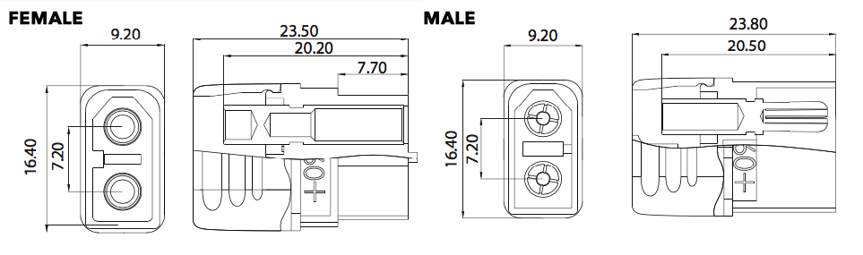 XT60H Technical drawing / dimensions