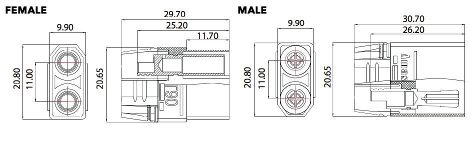 XT90H technical drawing dimensions